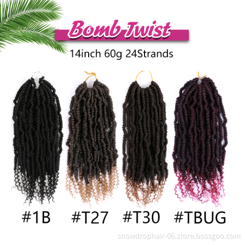 14 Inch Synthetic Kinky Twist Crochet Hair Pre Looped Crochet Braids Pre Twisted Hair Braids Bomb Twist Crochet Hair